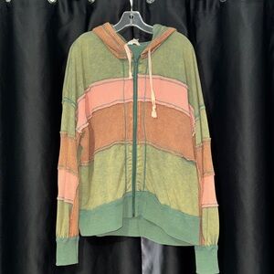 Oli & Hali Teal and Coral Textured Hoodie
